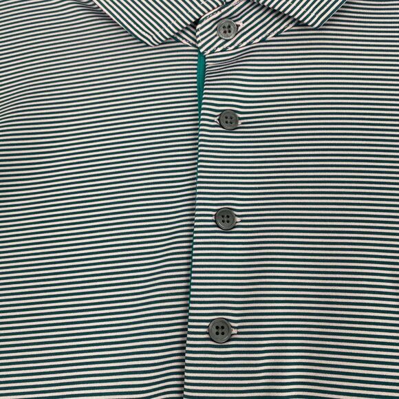 Greyson Mens Polo Golf Shirt Size XL Green Striped Wolf ‎ Logo Stretch Lightweig - Picture 14 of 16